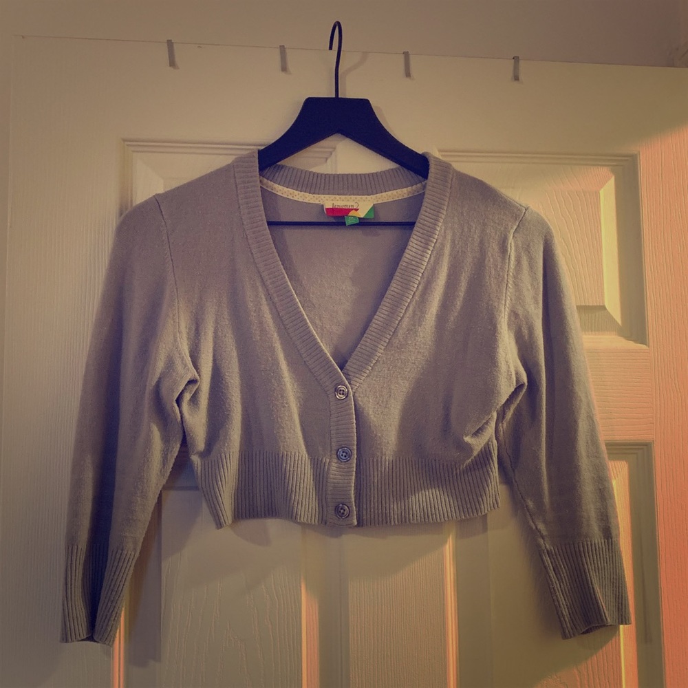 ModCloth Gray Dream of the Crop Bolero Cardigan